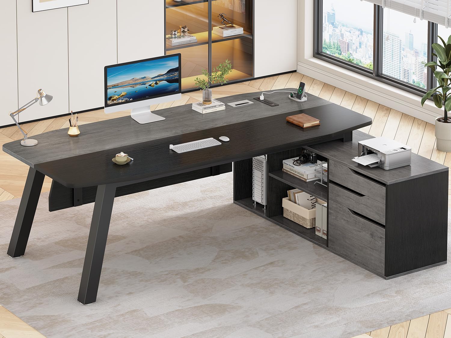 Office Furniture Usa - Biurko biurowe 71 cali z szafką