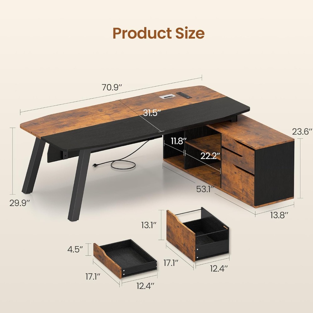 Biurko biurowe 71 cali z szafk – Office Furniture Usa recenzja i cena